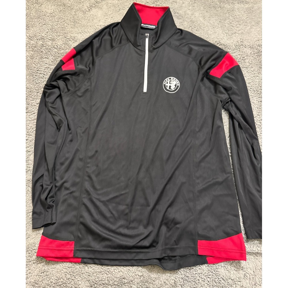 Alfa Romeo Car 1/4 Zip Sweatshirt Mens L Black Red Mock Neck Pullover Shirt